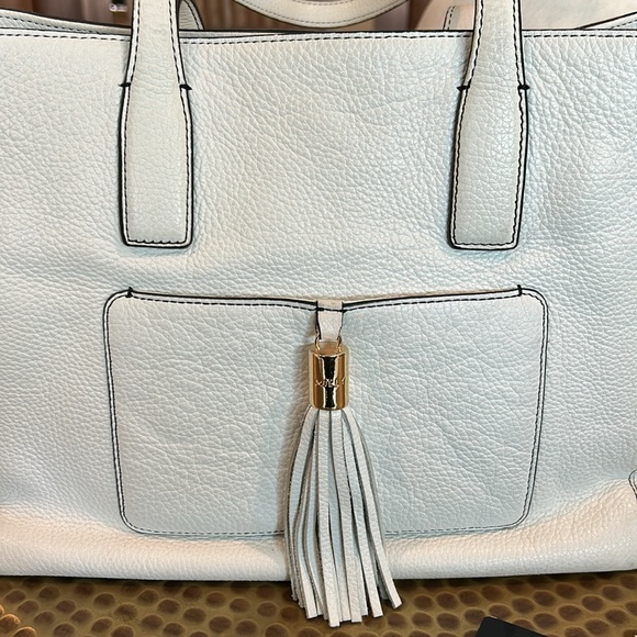 Milly of New York White Pebble Leather Tote Bag - Picture 2 of 12